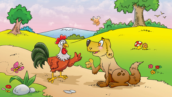 fabula el gallo, el perro y el zorro